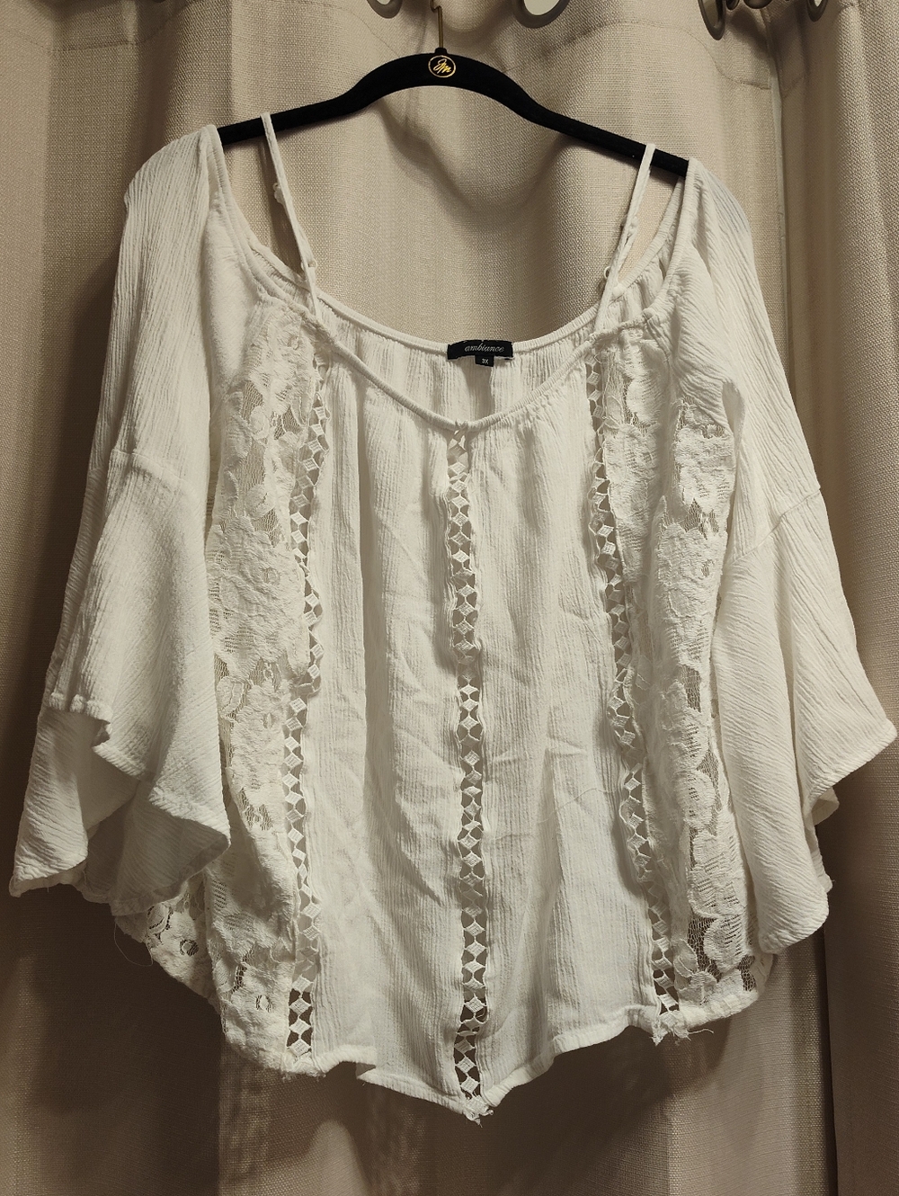 Ambiance White Lace-Panel Off-Shoulder Blouse